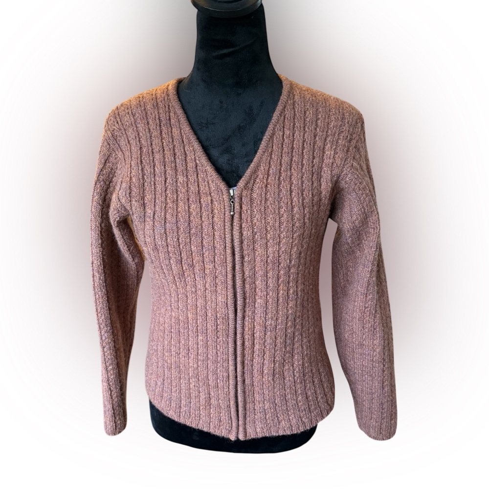 Vintage L.L. Bean 100% Wool Zip Sweater -Made in Hong Kong - Size small